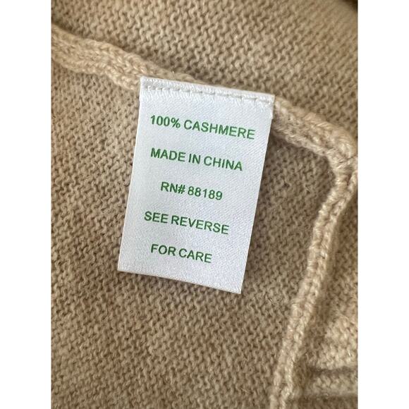 Lilly Pulitzer 100% Cashmere Tan Open Front Cardigan Sweater Ruffle Trim Sz M - Picture 4 of 4